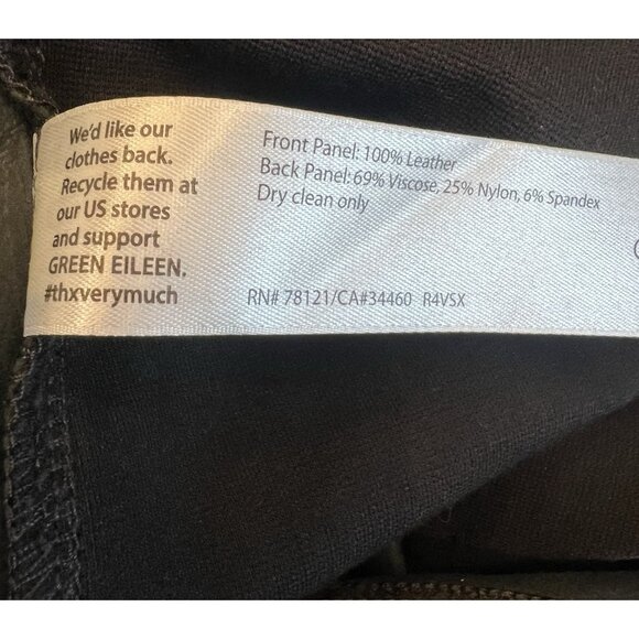 Eileen Fisher Women’s Black Pants Small Size Leather Front Pull On Stretch - Picture 12 of 12